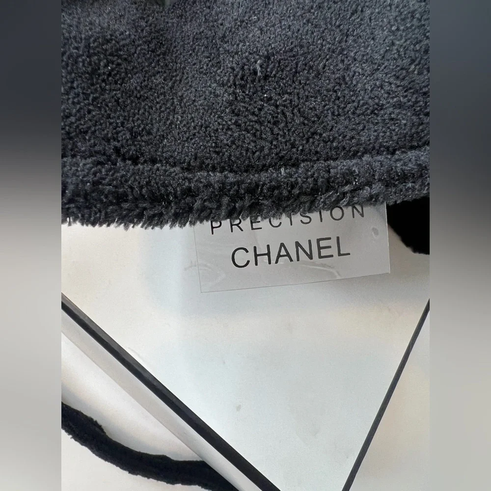 Chanel Makeup Bag crossbody purse velour flap CC black white terry precision - Picture 3 of 9